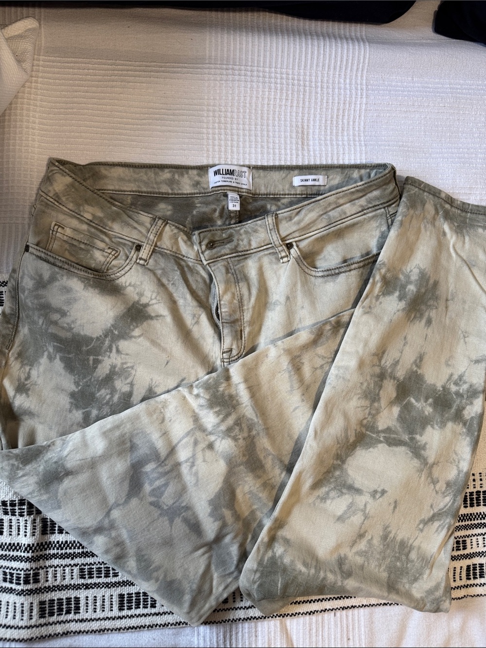 William Rast Olive Green and Gray Tie-Dye Jeans